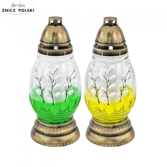 J1030 - glass Easter grave light painted manually with the Easter basket application
