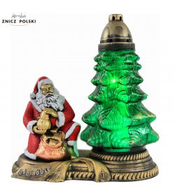 MZ1 - a unique glass grave light with a composition of Santa Claus and Christmas tree