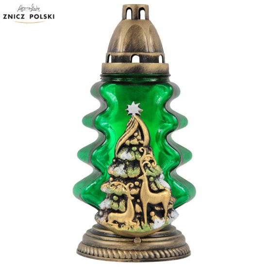 CHJ - Christmas tree glass candle with decorative application