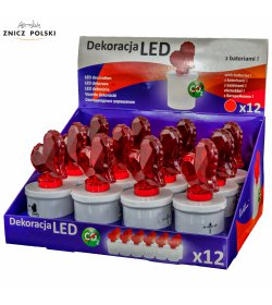 EL180 SERCE DISPLAY - a set of waterproof heart-shaped LED refills