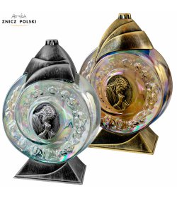 SL PJ - round, rainbow glass candle with the image of the Jesus