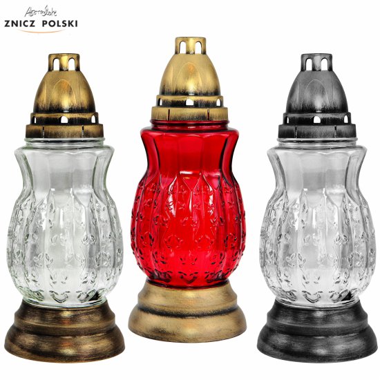 Z413 - unique traditional decorative glass candle with a floral motif